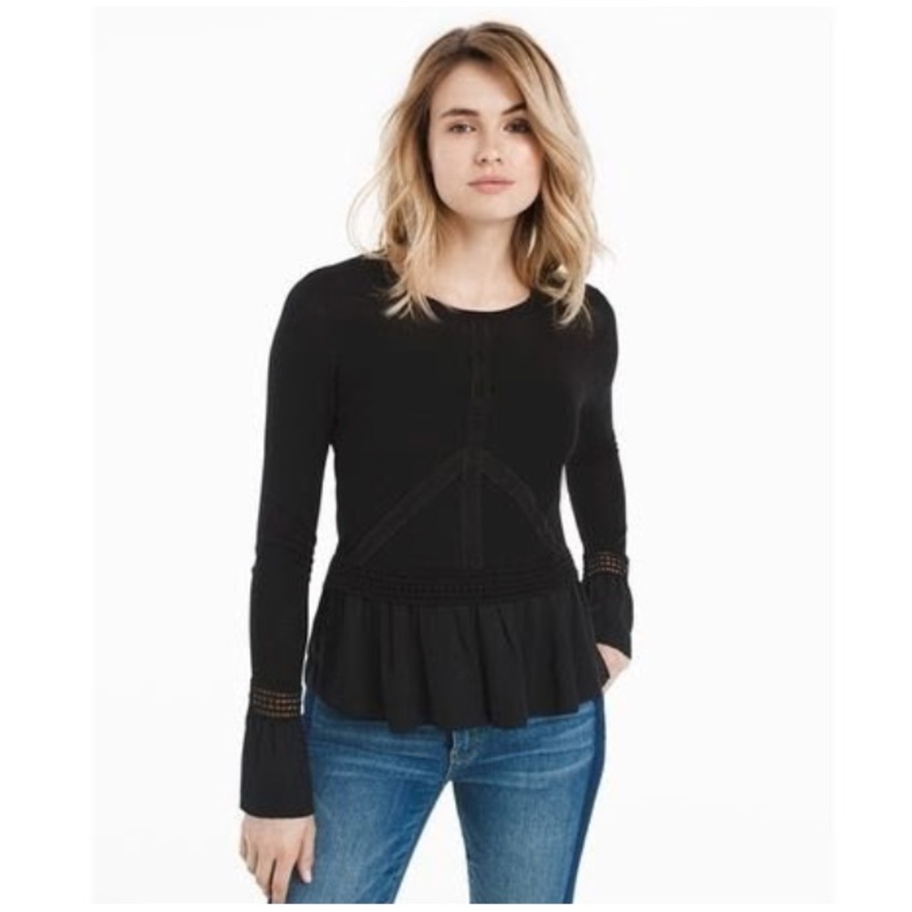 White House Black Market Peace Sign Knit Top XSP